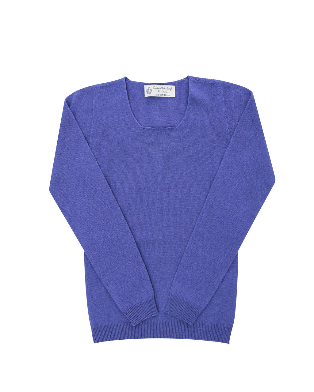 Suéter de cachemira con cuello cuadrado para mujer Crown of Edinburgh COE 0024 AZUL REAL