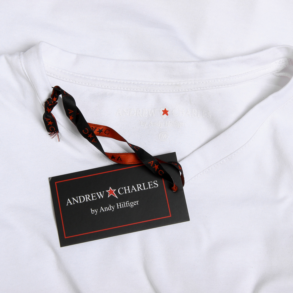 Camiseta Andrew Charles para hombre, manga corta, cuello en V, blanca, KENAN