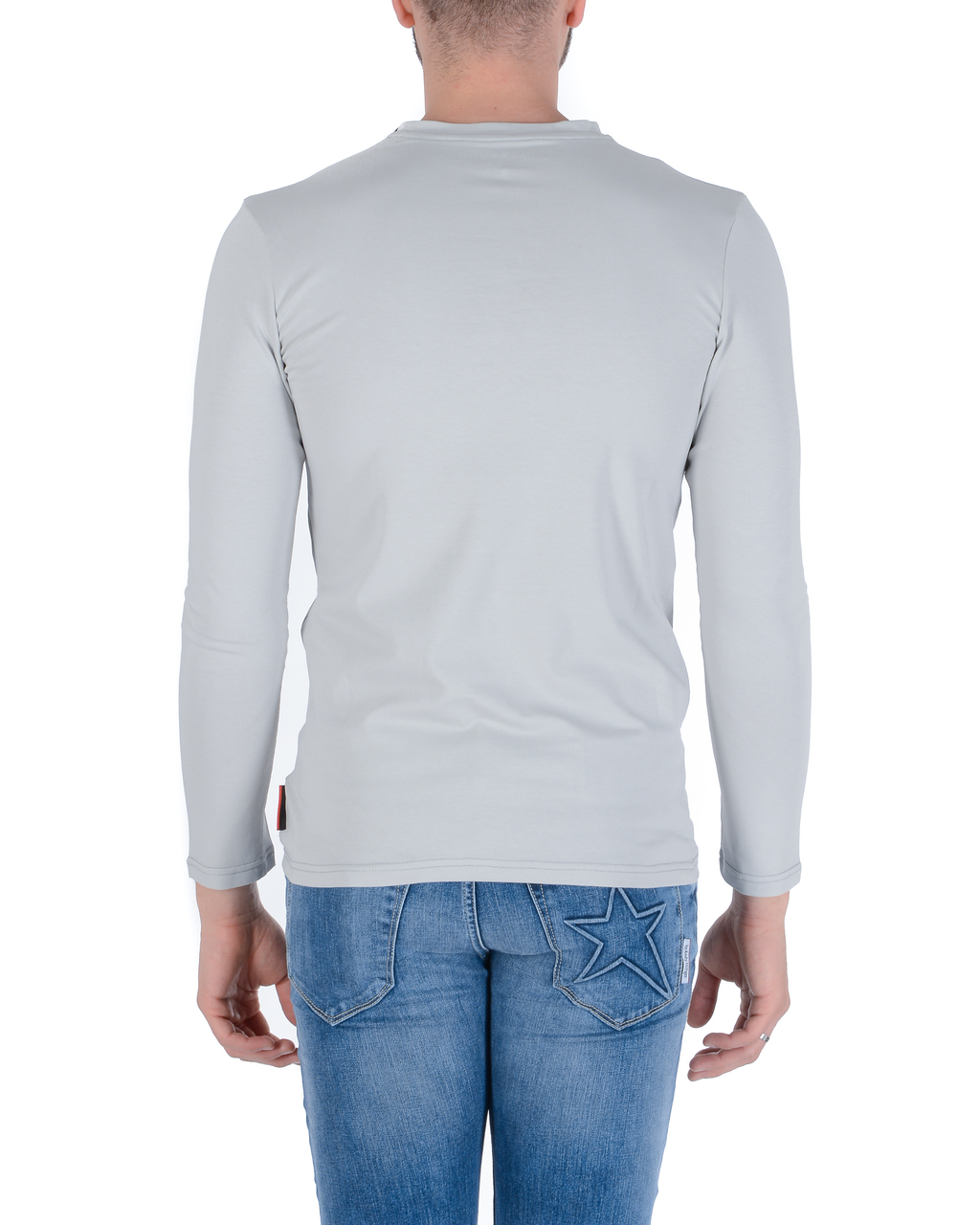 Camiseta Andrew Charles para hombre, manga larga, Selma, gris claro, talla 14
