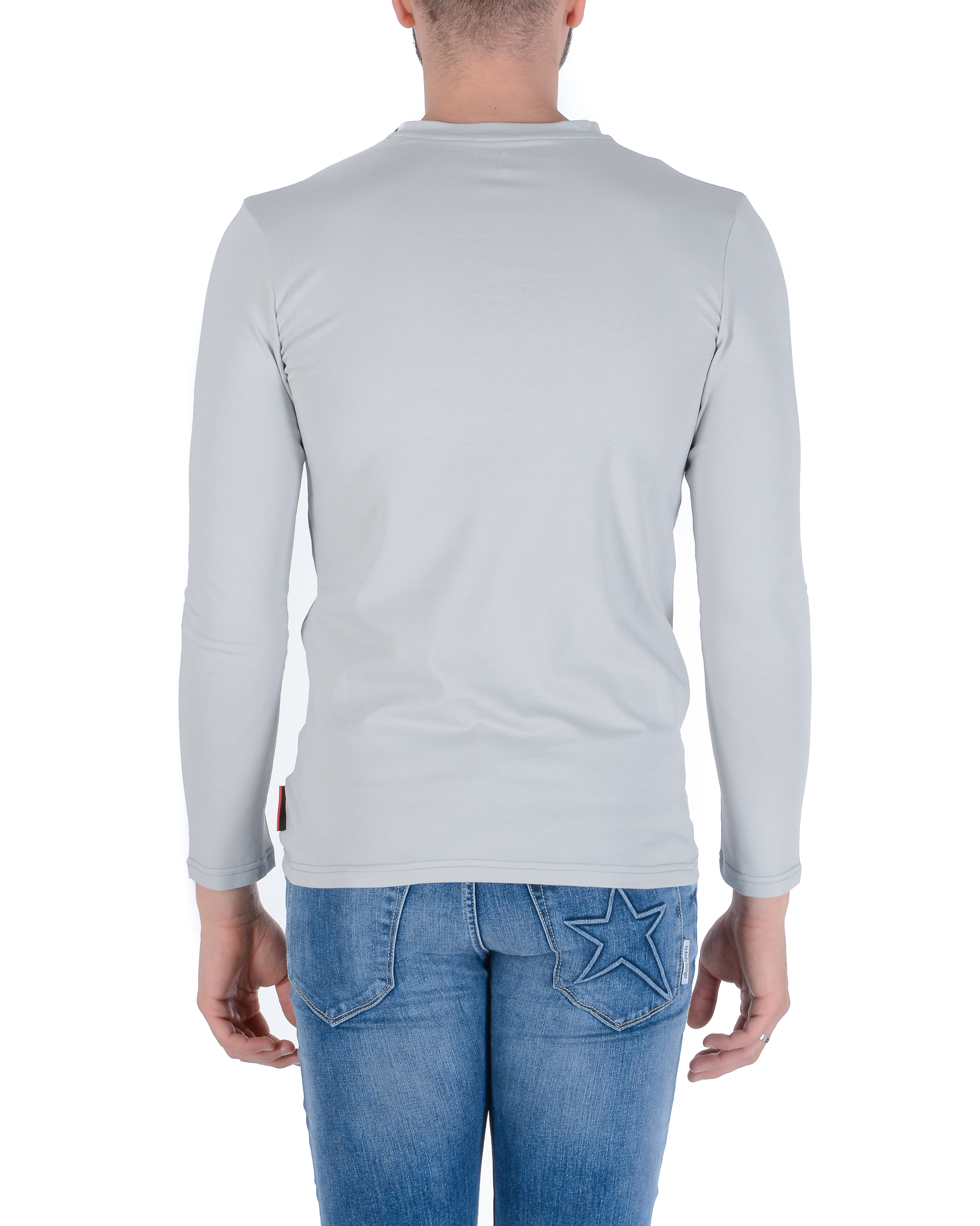 Camiseta Andrew Charles para hombre, manga larga, Selma, gris claro, talla 14