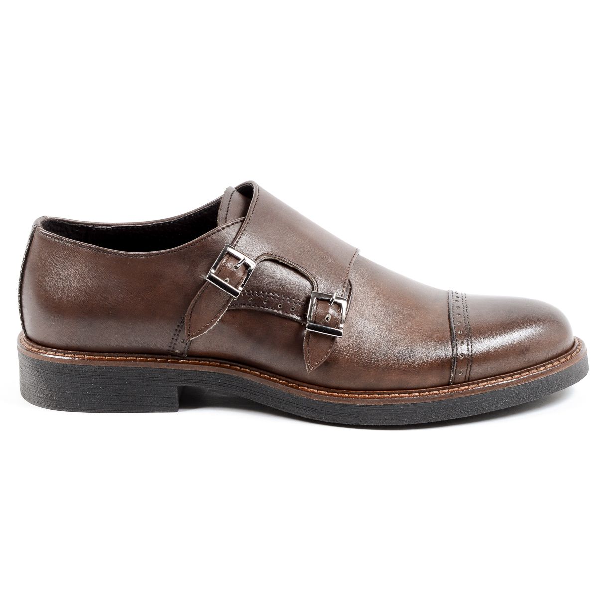 Andrew Charles Mens Monk Strap Shoe Brown KURT