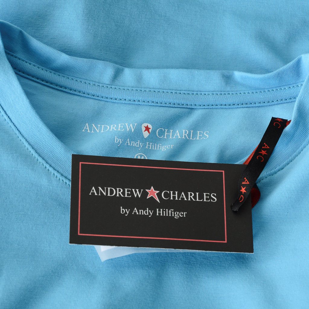 Camiseta Andrew Charles para hombre, manga corta, cuello redondo, azul claro, KEITA