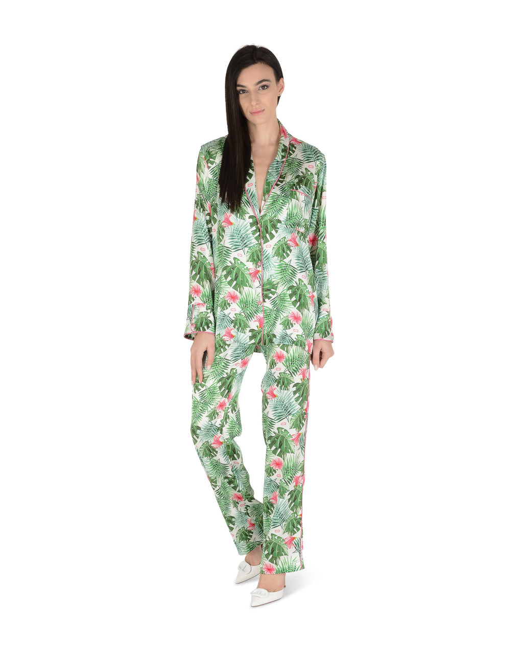 Pijama con estampado de palmeras