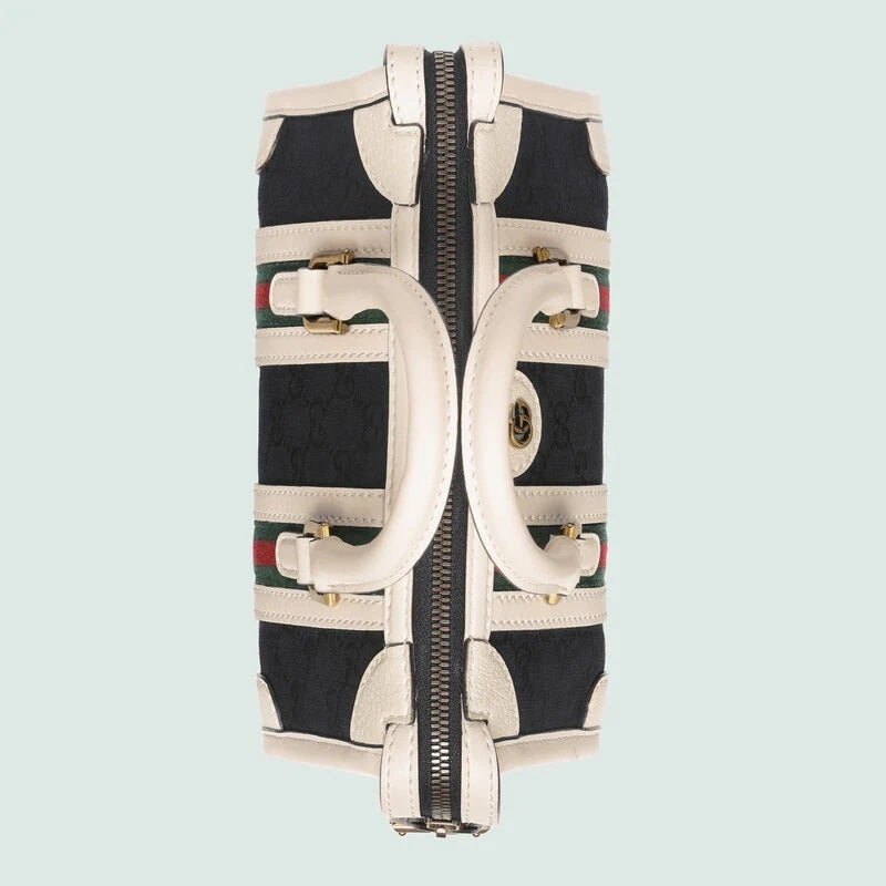 Bolso de hombro Gucci GG Monogram y piel en blanco y negro