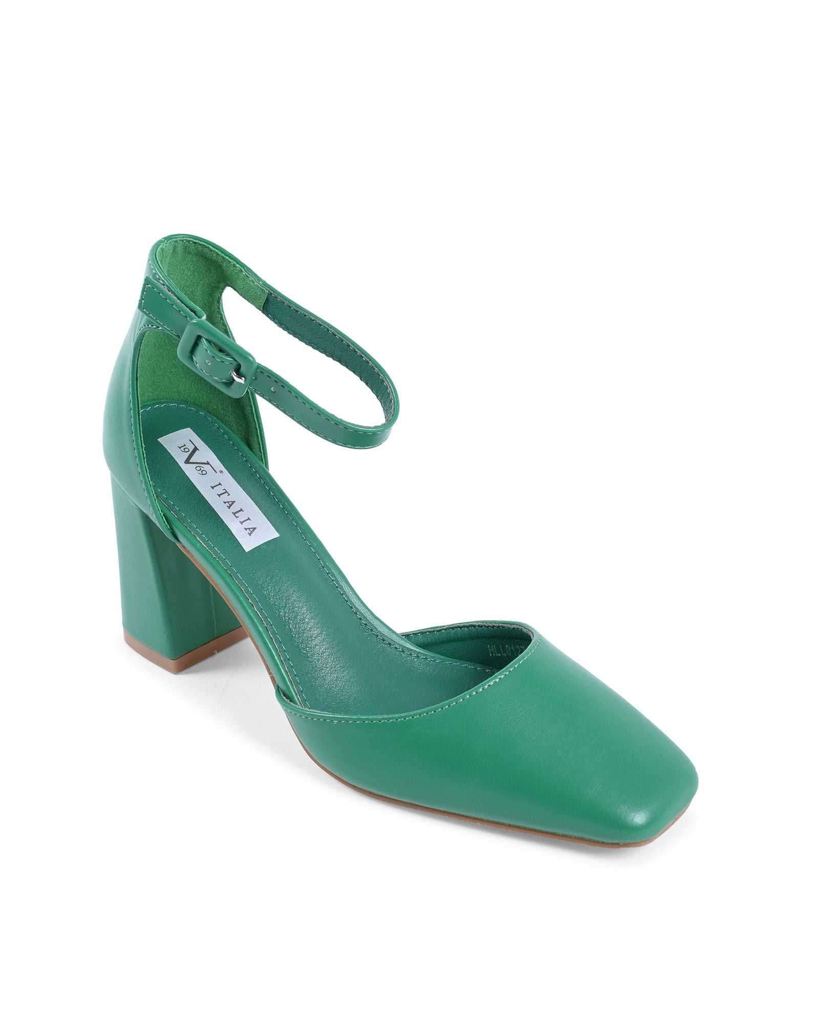 19V69 Italia - Zapatos de salón con tira al tobillo para mujer, color verde HLL0127 VERDE