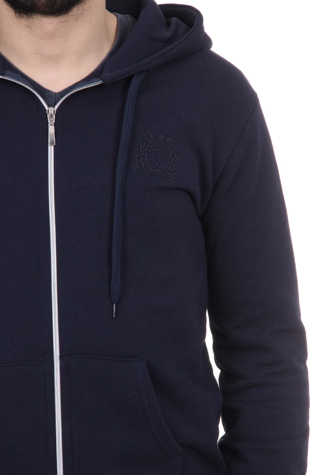Sudadera con capucha y cremallera V 1969 Italia para hombre, ART. 4468 AZUL OSCURO