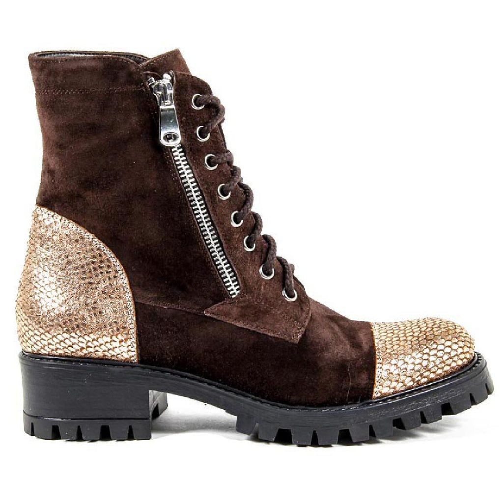 Bota corta para mujer V 1969 Italia B1476 VELOUR TDM PITONE BRONZO