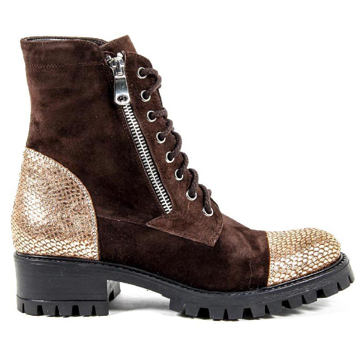 Bota corta para mujer V 1969 Italia B1476 VELOUR TDM PITONE BRONZO