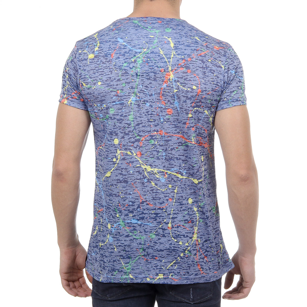Andrew Charles Mens T-Shirt Short Sleeves Round Neck Blue HUNTER