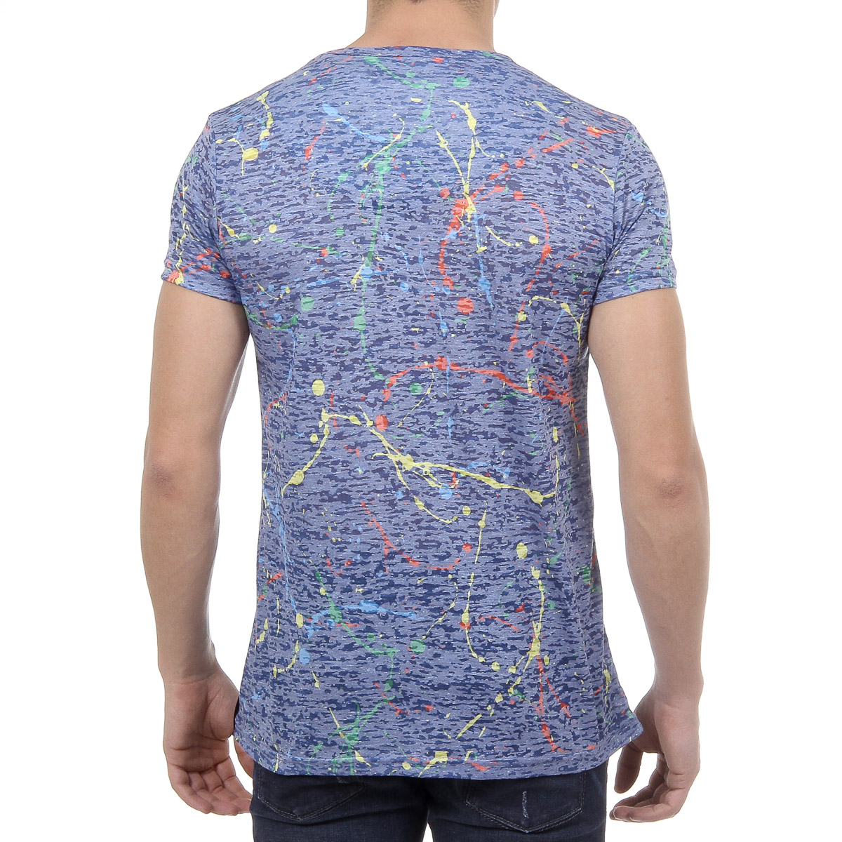 Andrew Charles Mens T-Shirt Short Sleeves Round Neck Blue HUNTER