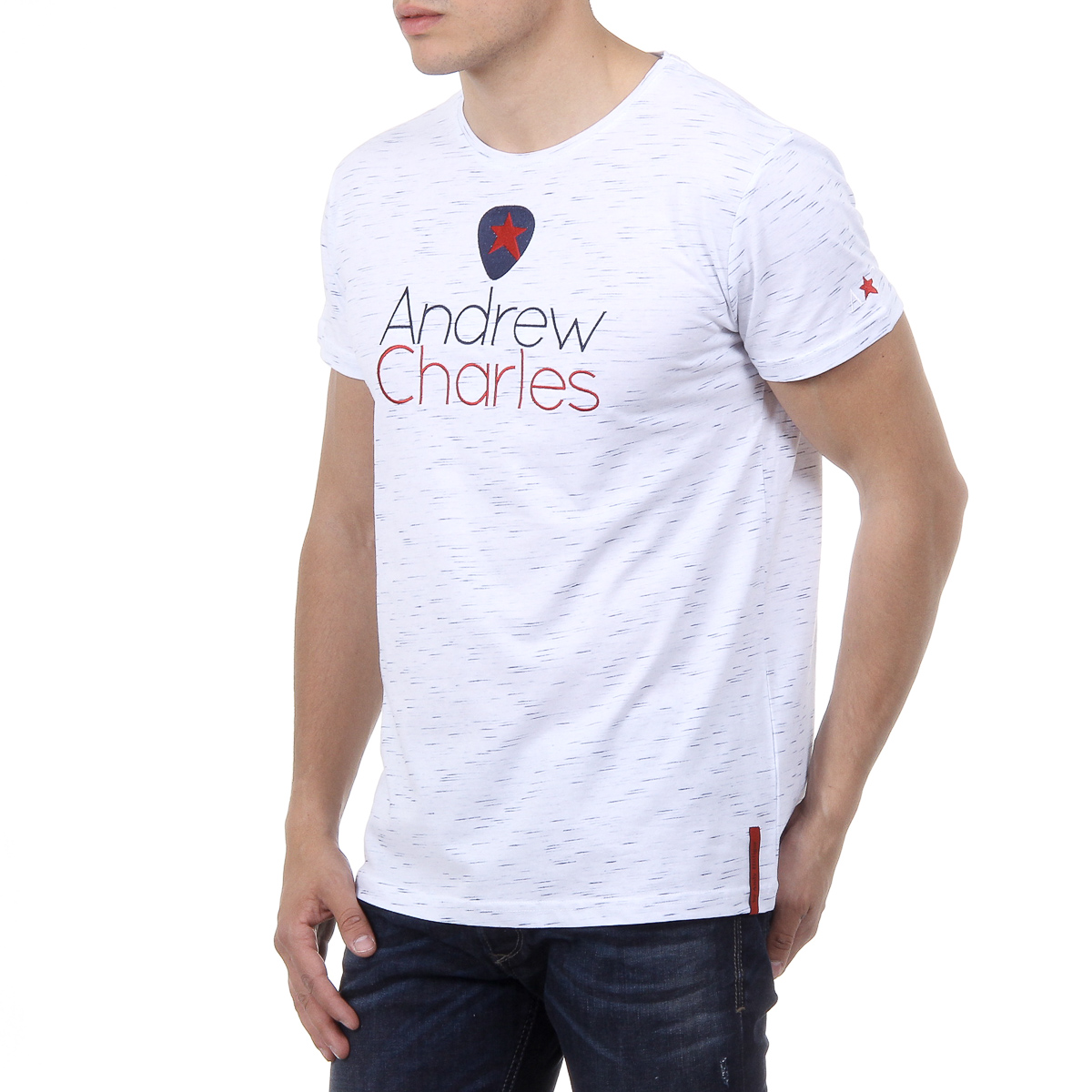 Andrew Charles Mens T-Shirt Short Sleeves Round Neck White JACK