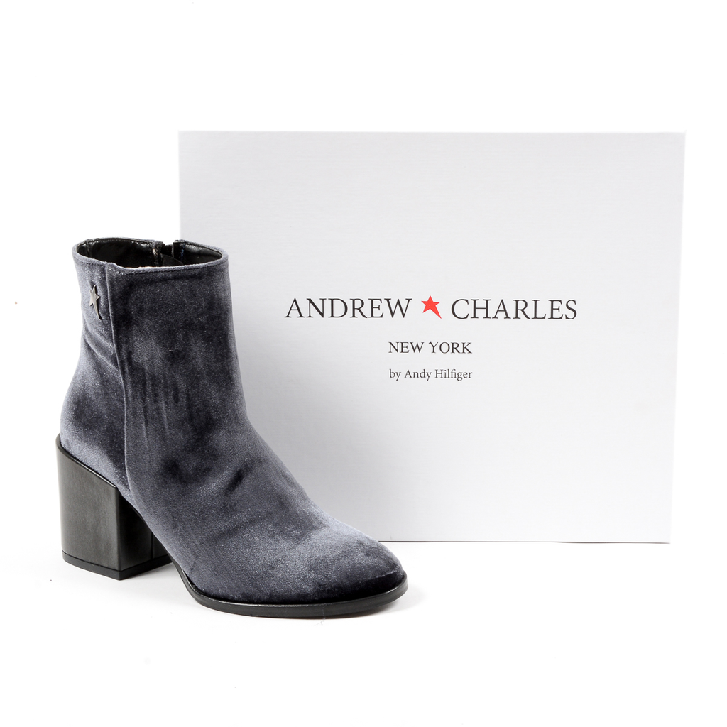 Andrew Charles Womens Heeled Ankle Boot Grey CHARLIZE