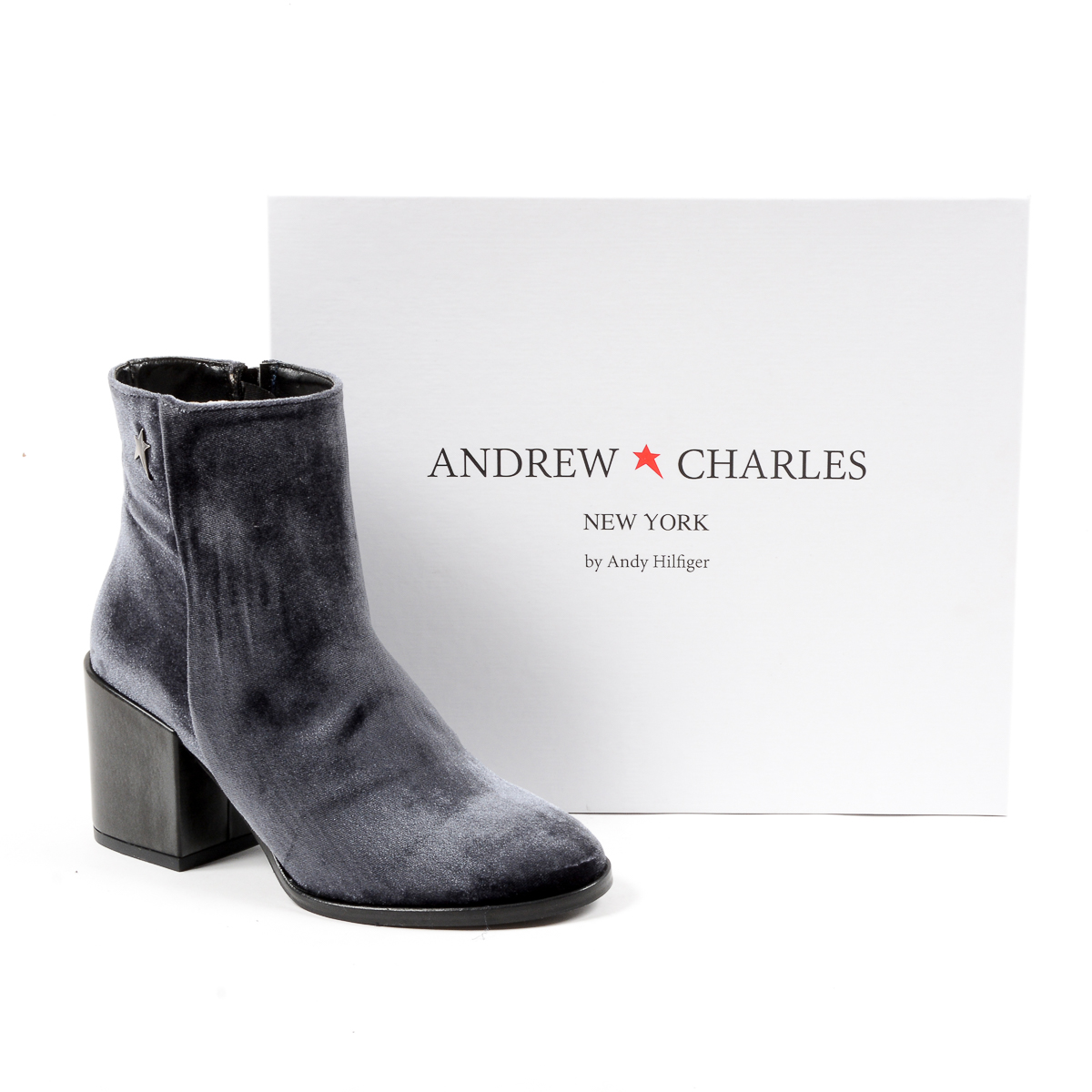 Andrew Charles Womens Heeled Ankle Boot Grey CHARLIZE