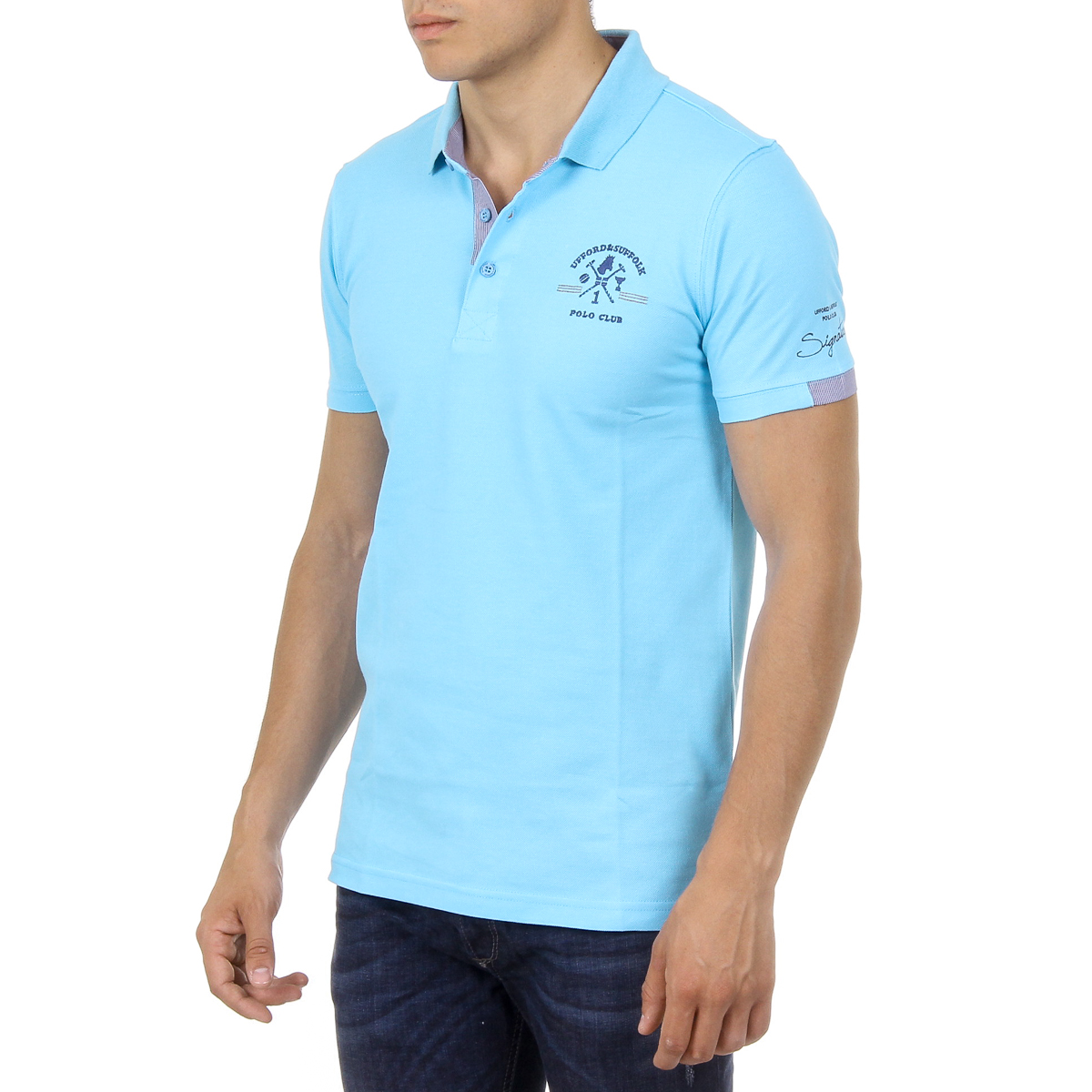 Polo Ufford & Suffolk Polo Club para hombre, manga corta, US025, azul