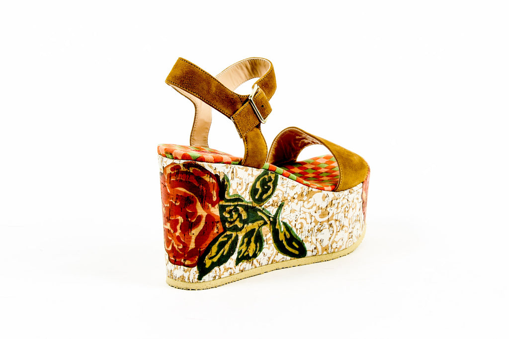Sandalia de cuña con tira al tobillo para mujer Lisa Corti W LISA SUEDE CUOIO