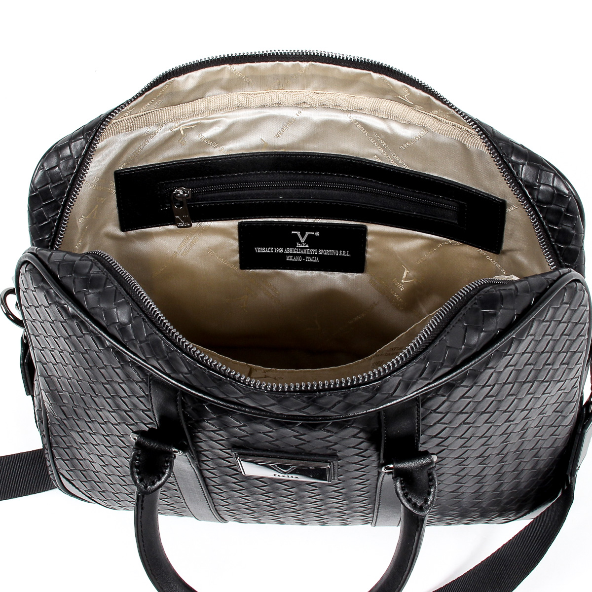 Bolso de mano para hombre V 1969 Italia negro EVAN