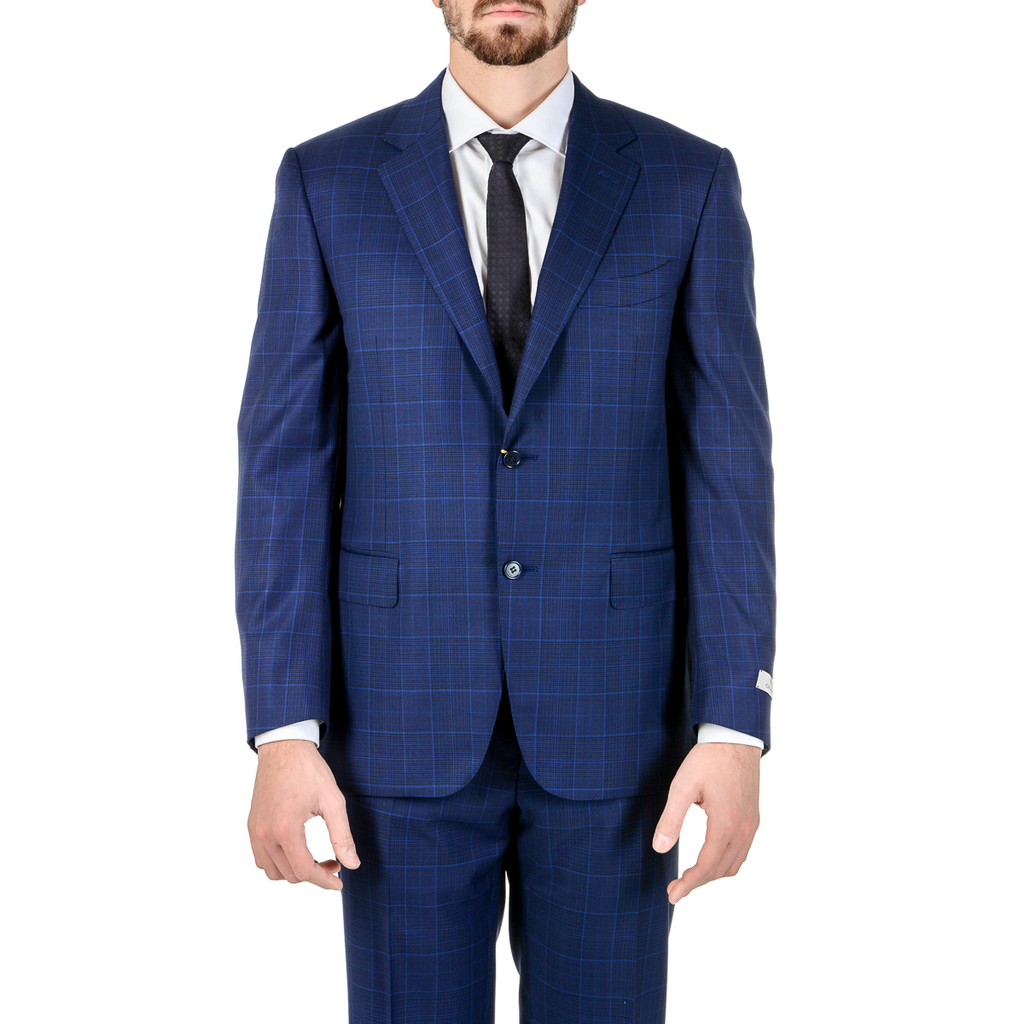 Canali Mens Suit Long Sleeves Blue Impeccabile