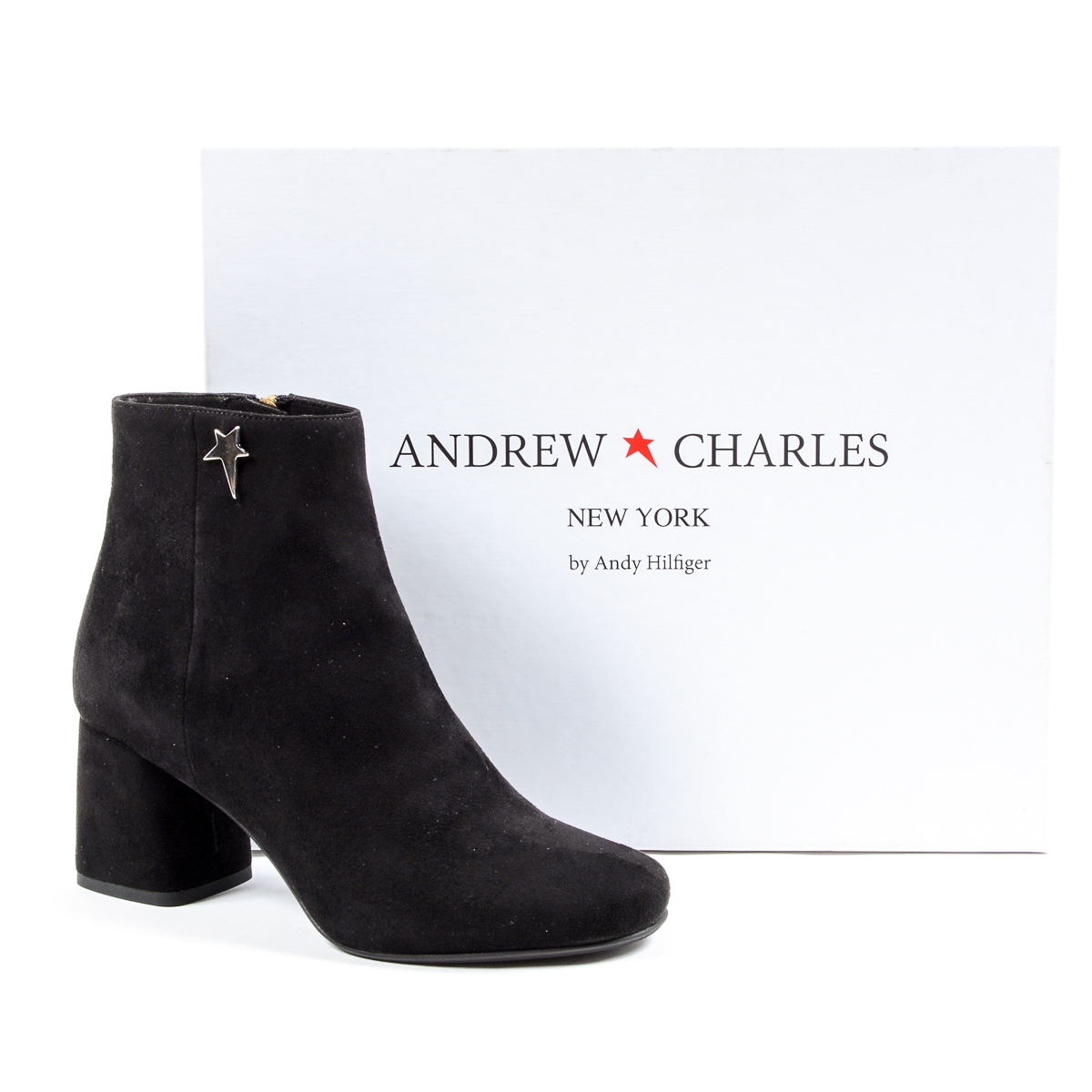 Andrew Charles Womens Heeled Ankle Boot Black DOLLY