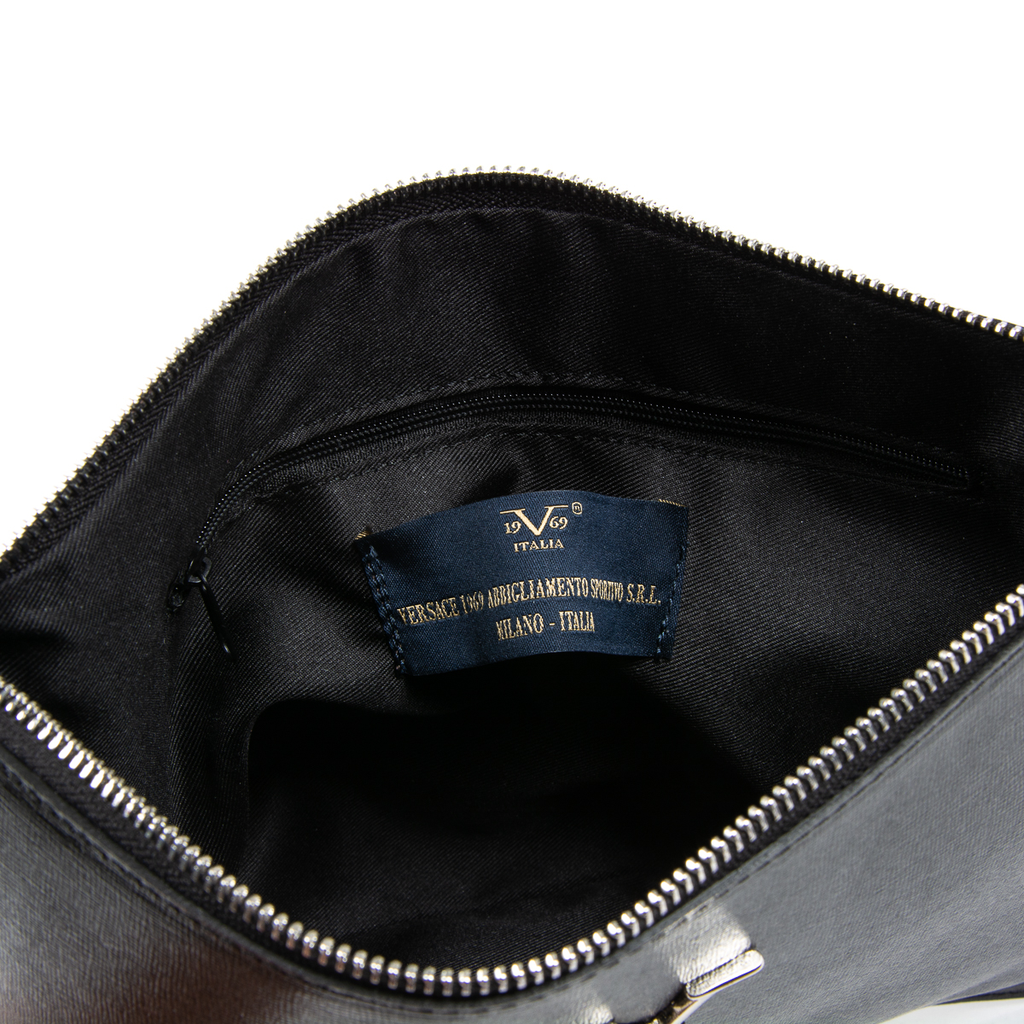 Bolso de mano para mujer V 1969 Italia, color negro y lima