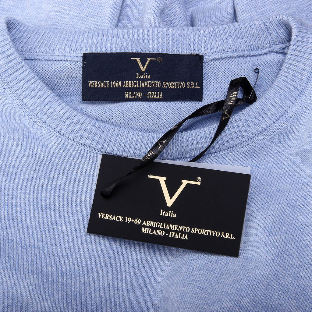 Suéter V 1969 Italia para hombre, manga larga, cuello redondo