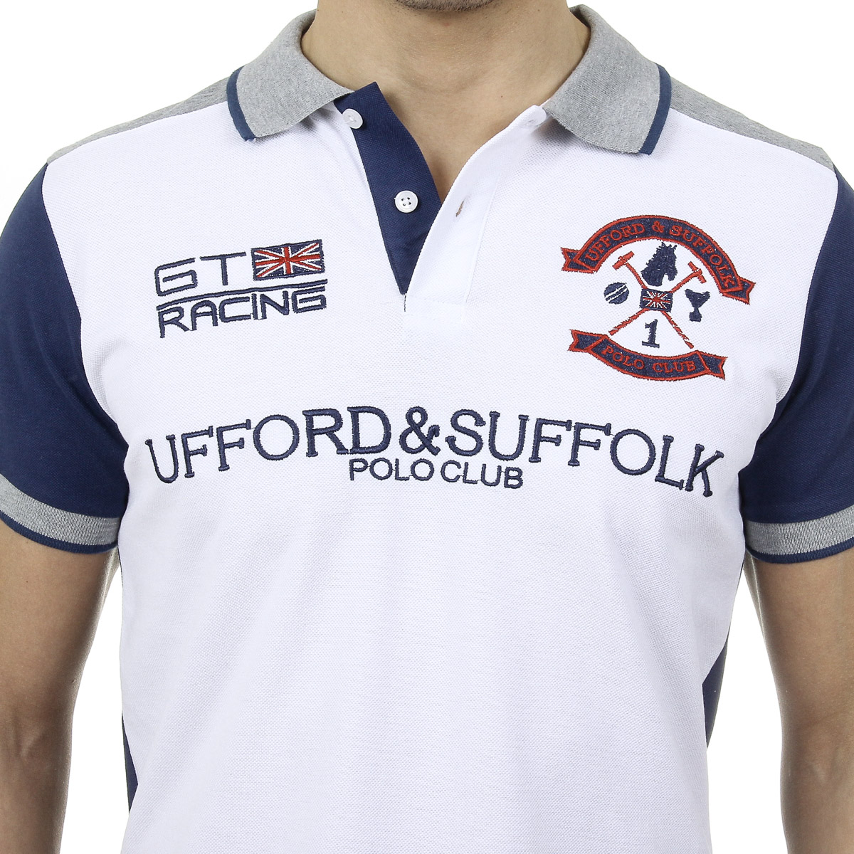 Polo Ufford & Suffolk Polo Club para hombre, manga corta, US001, blanco
