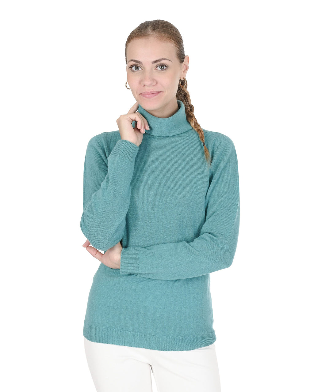 Suéter de cuello alto de cachemira para mujer Crown of Edinburgh COE 005 JADE