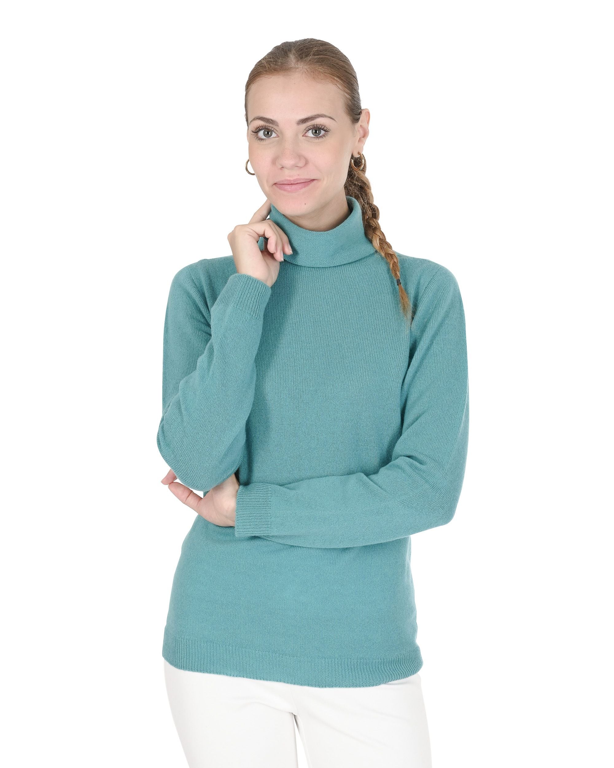 Suéter de cuello alto de cachemira para mujer Crown of Edinburgh COE 005 JADE