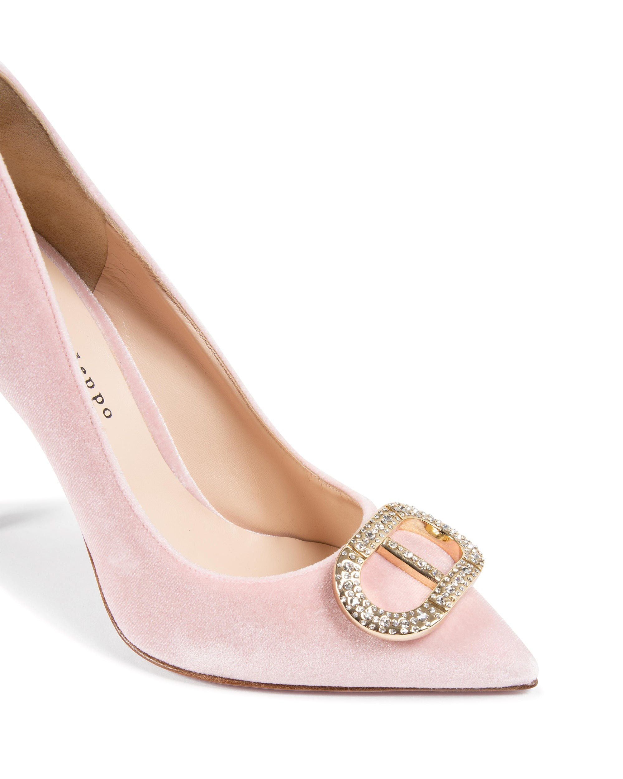 Zapatos de salón de terciopelo Cenicienta rosa claro