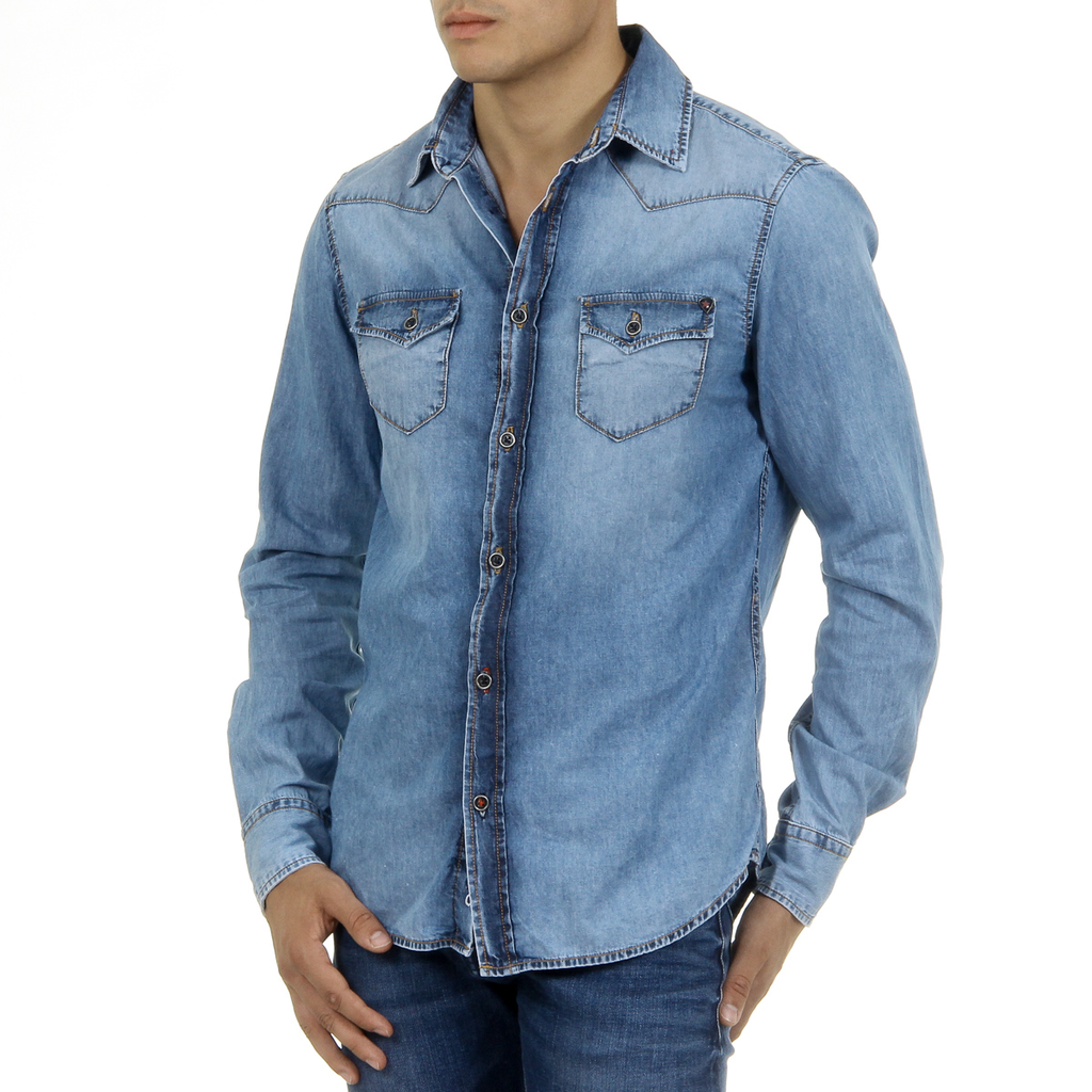Camisa vaquera de manga larga para hombre de Andrew Charles CAMILIA