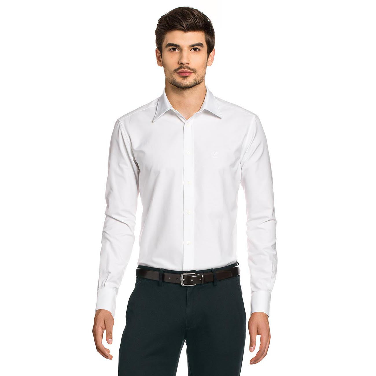 Camisa de cuello clásico moderno V 1969 Italia para hombre MCC10