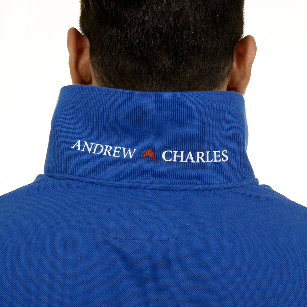 Polo Andrew Charles para hombre de manga corta azul SEMELO