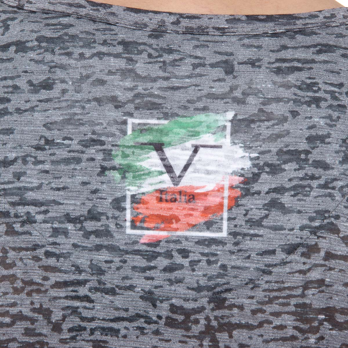 V 1969 Italia Mens T-shirt Short Sleeves V-Neck Dark Green LUCAS