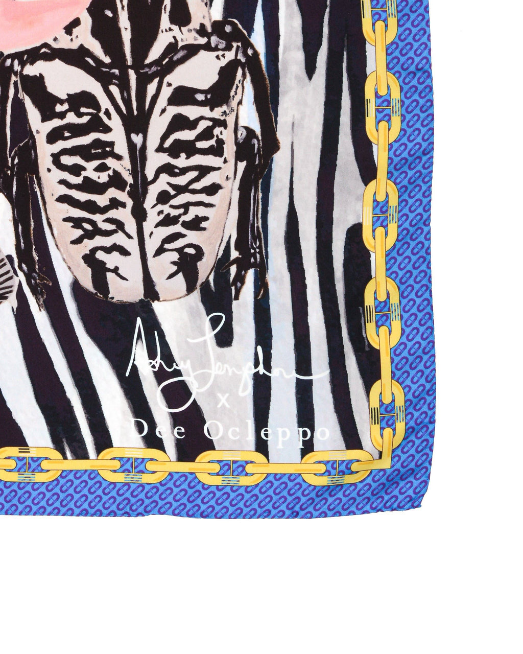 Bufanda de seda azul cebra Longshore de Dee X Ashley