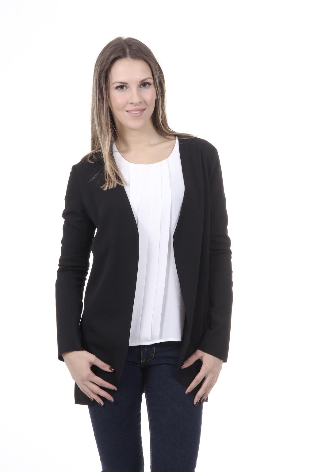 V 1969 Italia Chaqueta Mujer GIACCA LUNA TESS. BUCEO CREPÉ NERO