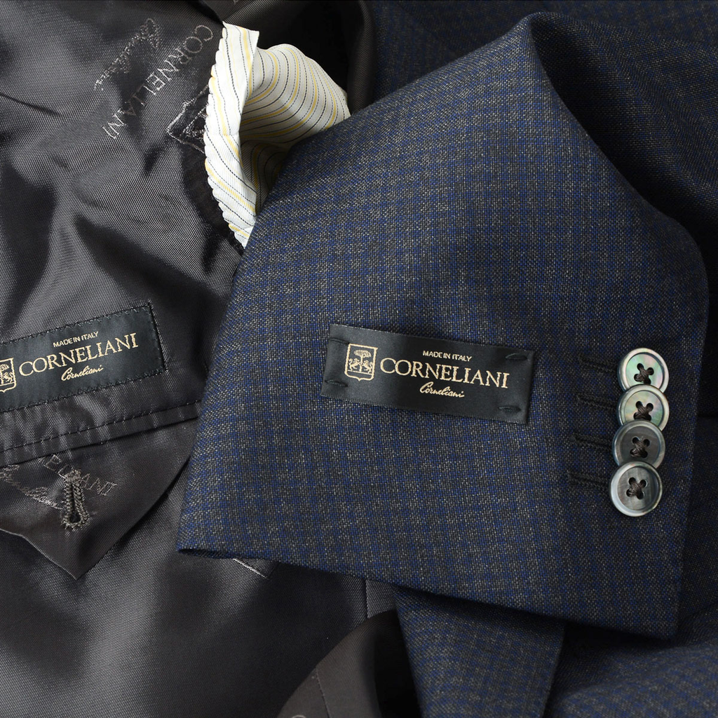 Corneliani Mens Suit Long Sleeves Dark Grey Super 110's