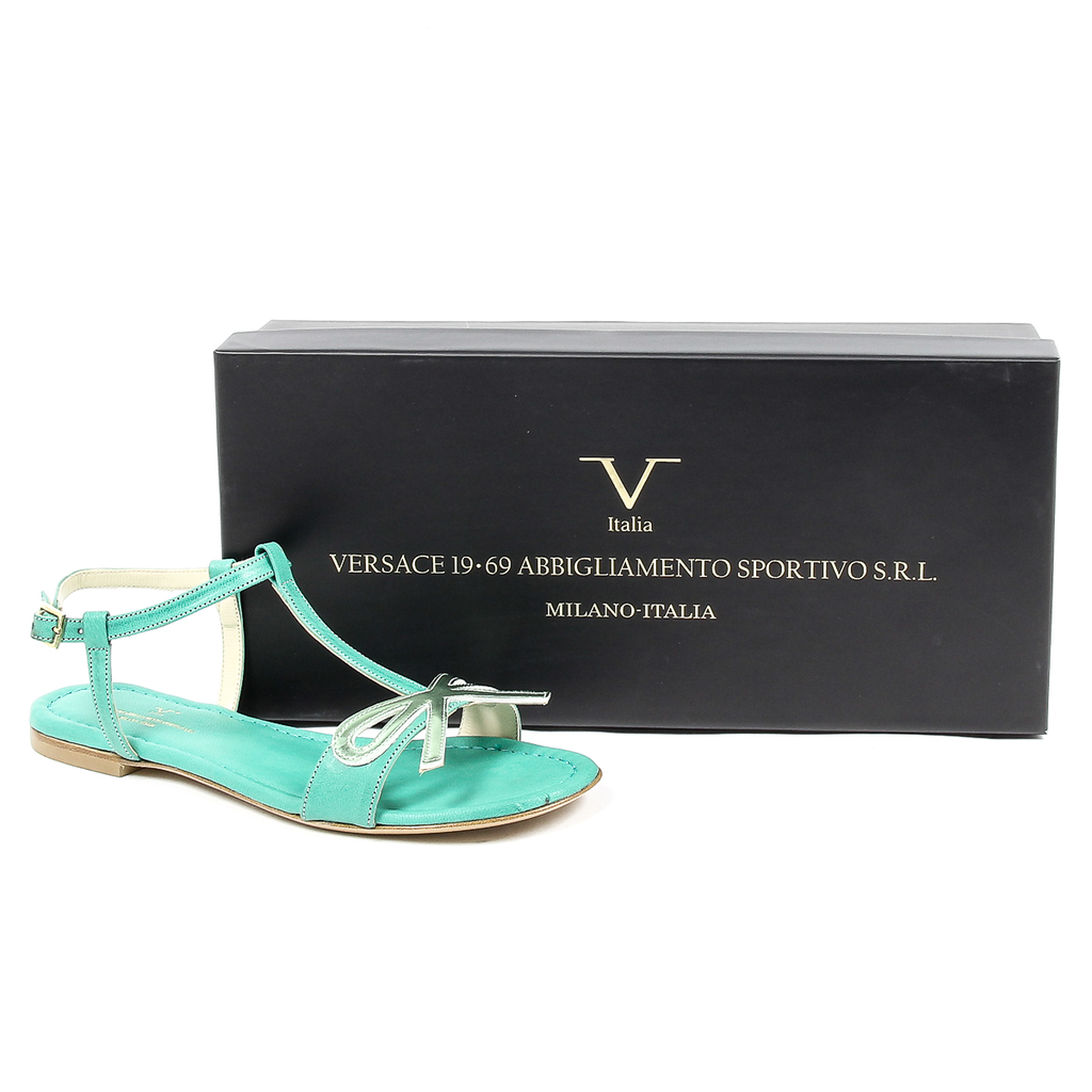 V 1969 Italia Sandalia plana para mujer Verde LISA