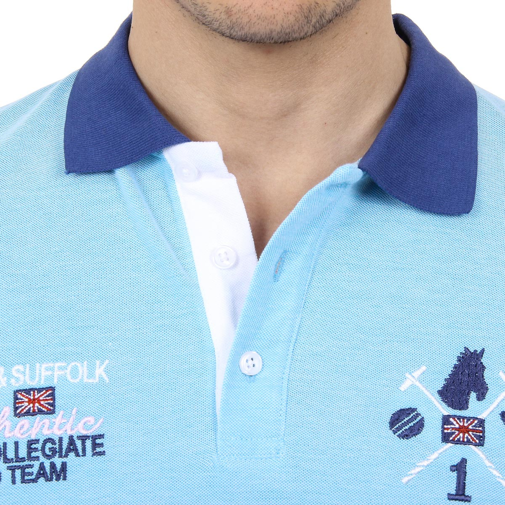 Polo Ufford & Suffolk Polo Club para hombre, manga corta, US009 TURQUESA