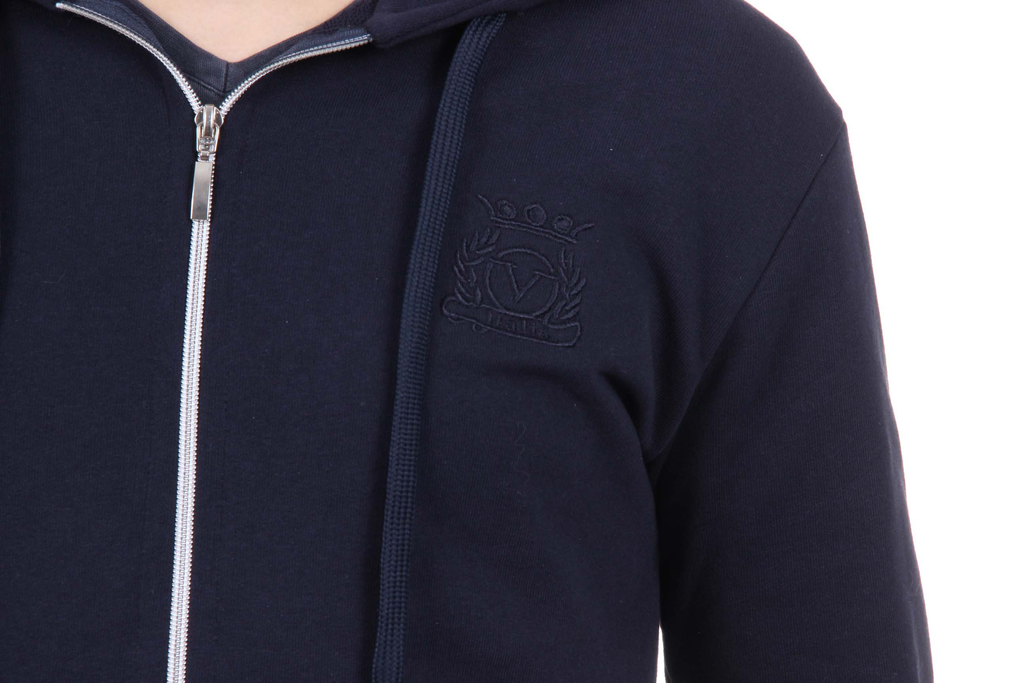 Sudadera con capucha y cremallera V 1969 Italia para hombre, ART. 4468 AZUL OSCURO
