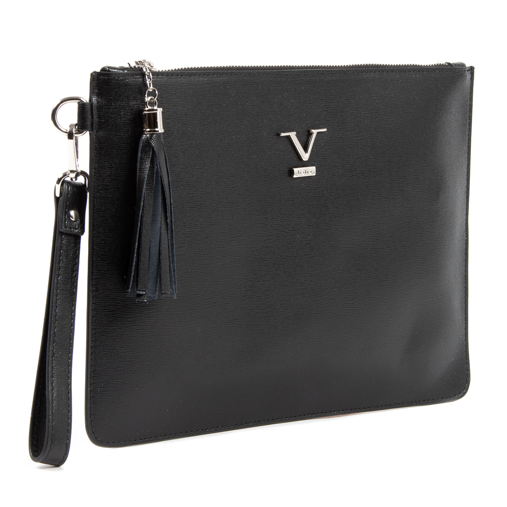Bolso de mano para mujer V 1969 Italia, color negro y lima