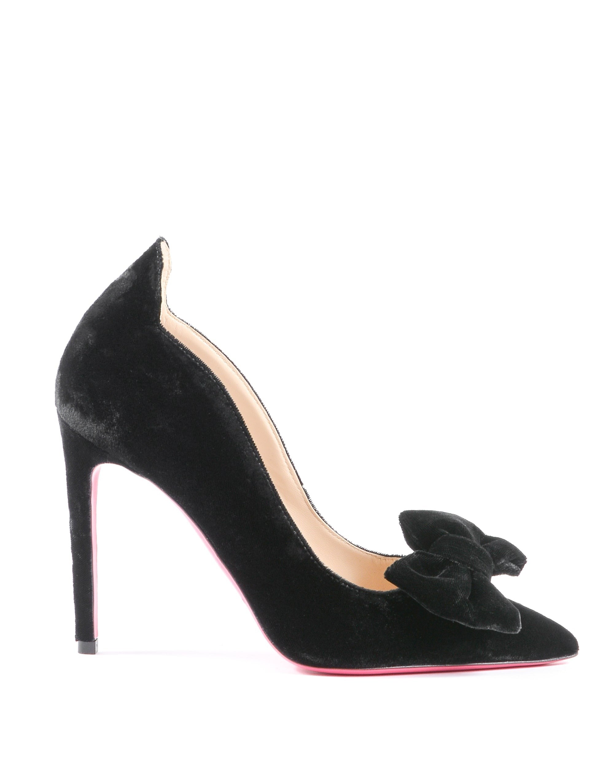 Zapatos de salón con lazo de terciopelo para mujer - Negro