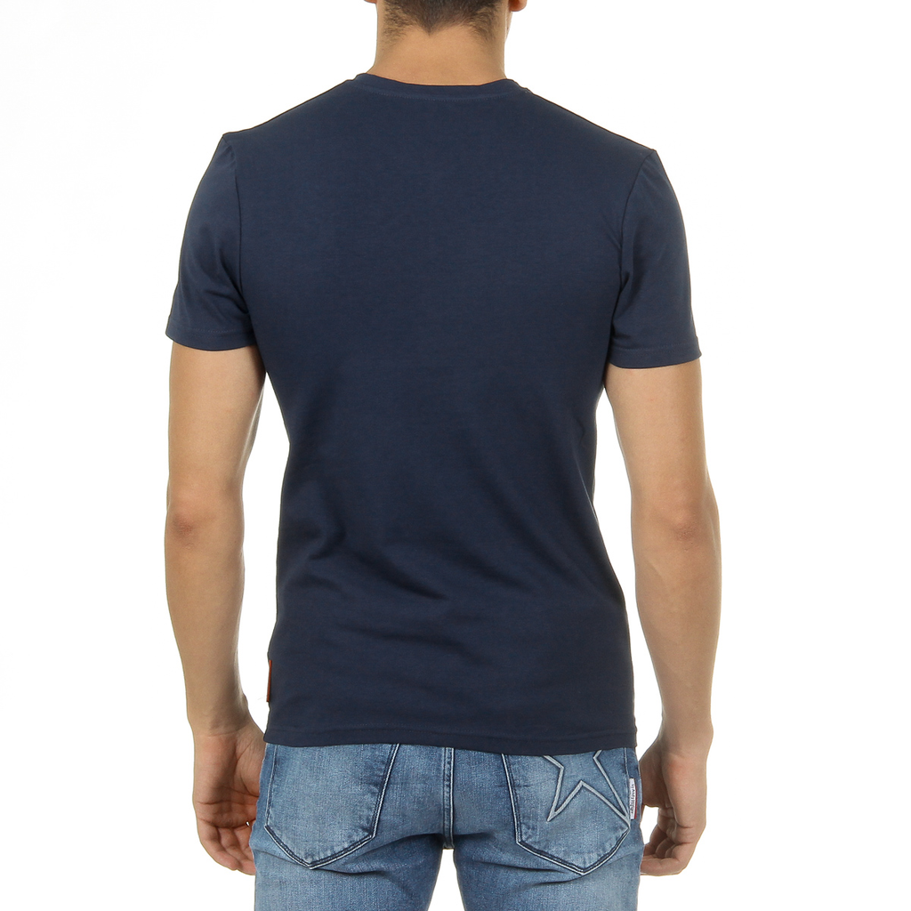 Camiseta Andrew Charles para hombre, manga corta, cuello en V, azul, KENAN