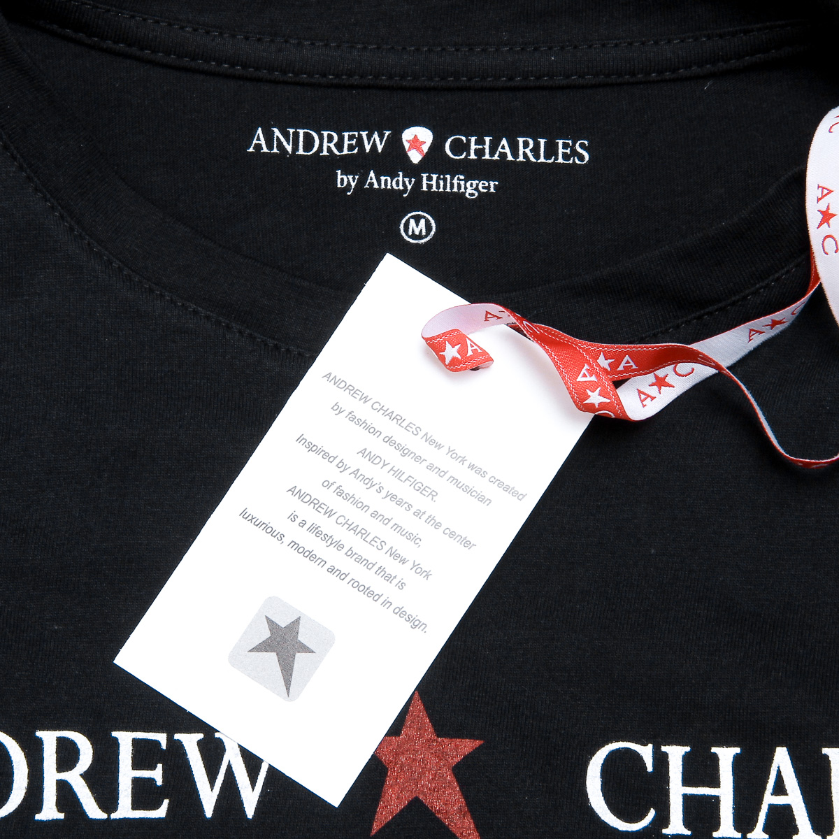 Camiseta Andrew Charles para mujer, manga corta, cuello redondo, color negro TARANA