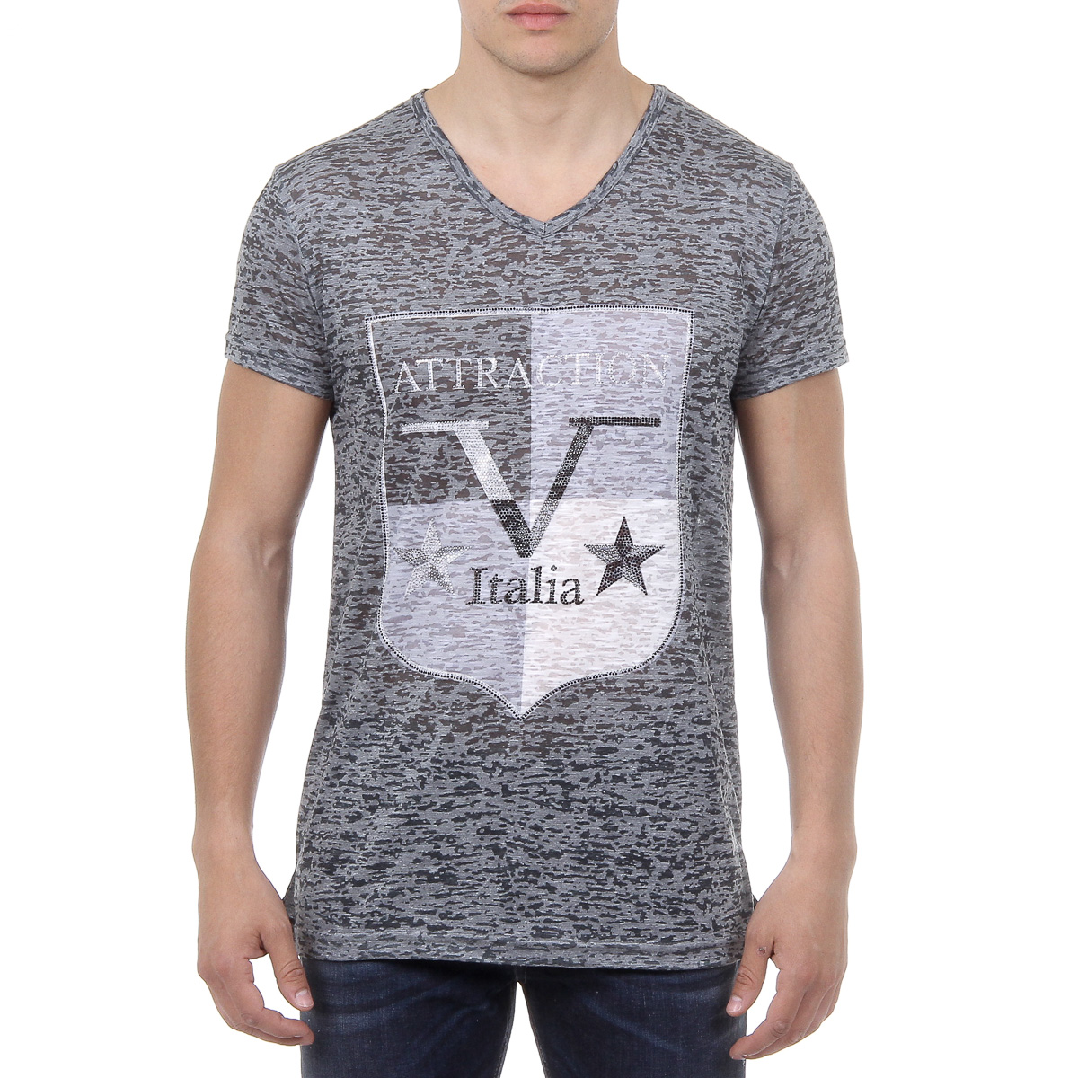 V 1969 Italia Mens T-shirt Short Sleeves V-Neck Dark Green ALEXANDER