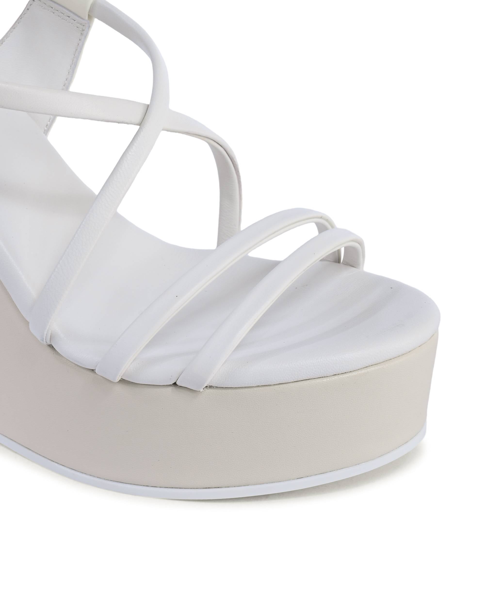 Calvin Klein - Sandalias de cuña para mujer, color blanco, HW0HW019520K9