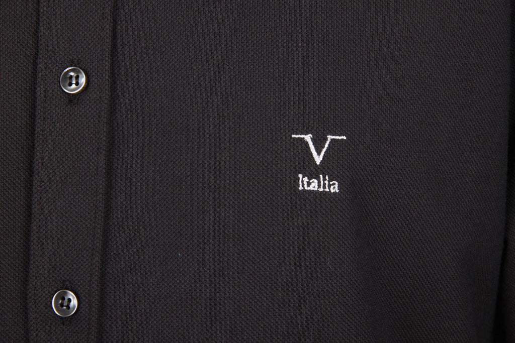 Camisa de manga larga para hombre V 1969 Italia Paris Piquet Nero