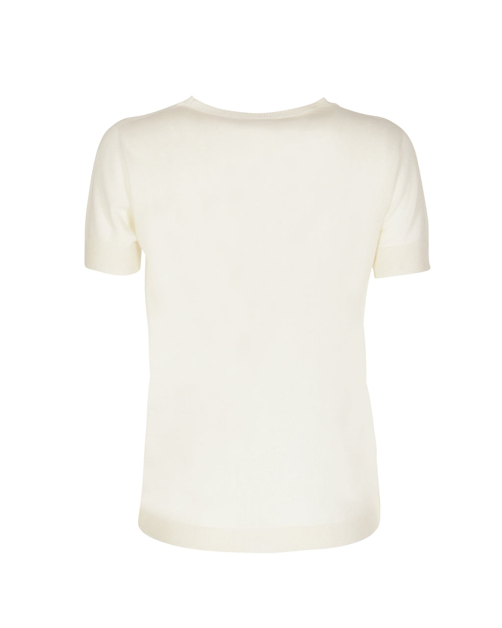Jersey de cachemira de verano, cuello redondo, manga corta, color marfil