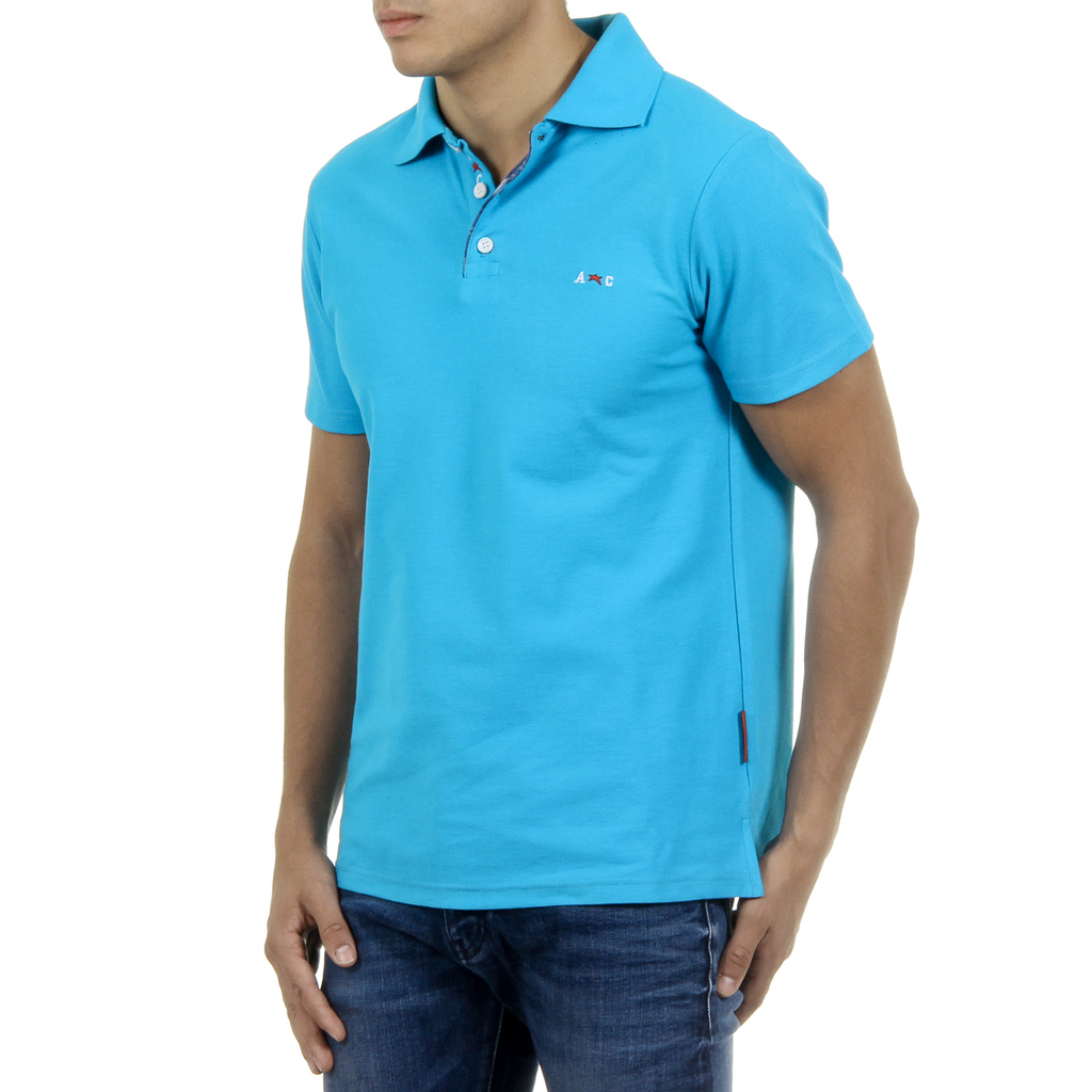 Polo Andrew Charles para hombre de manga corta azul claro SEMELO