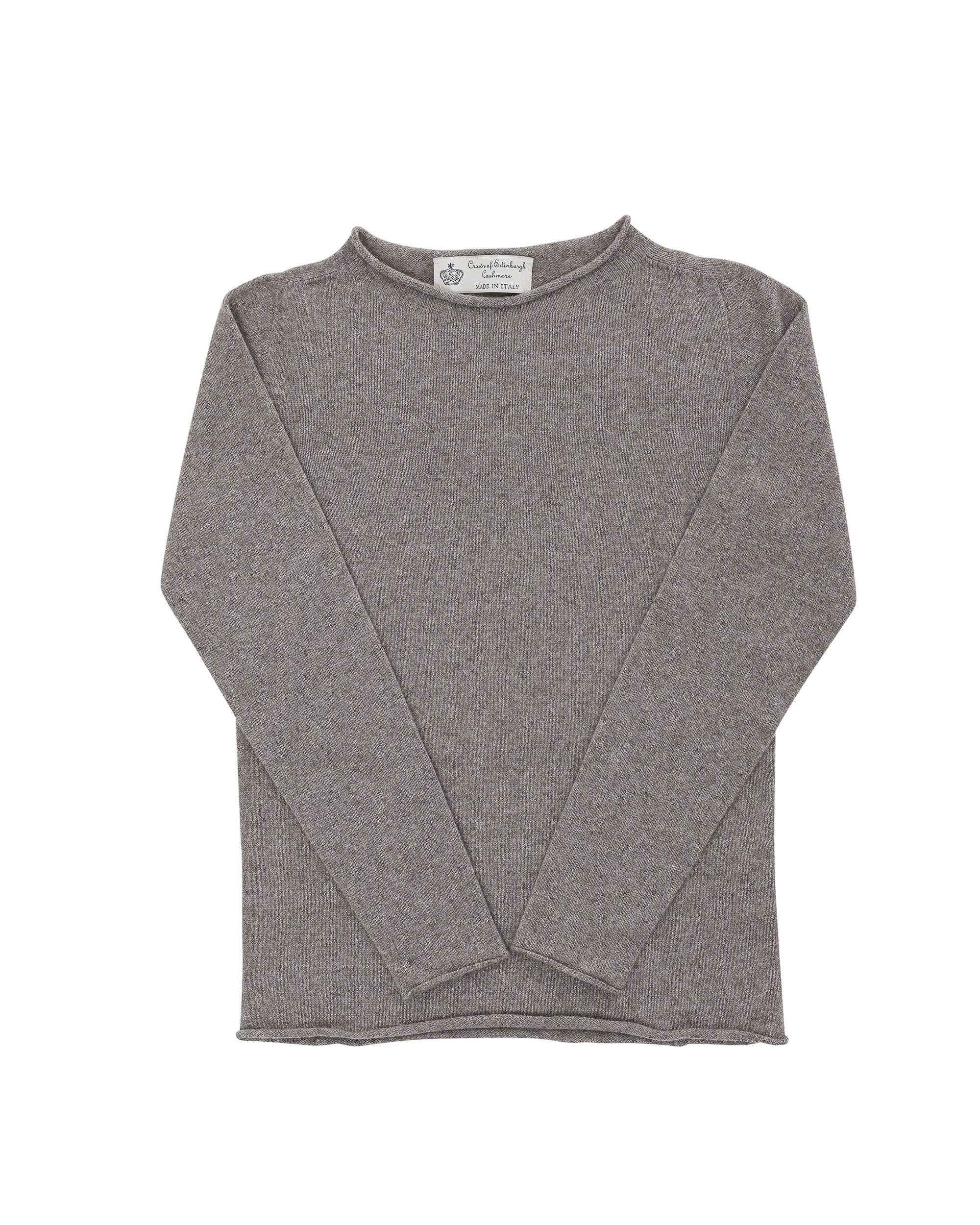 Suéter de cuello barco para mujer de cachemira Crown of Edinburgh COE 0025 TAUPE