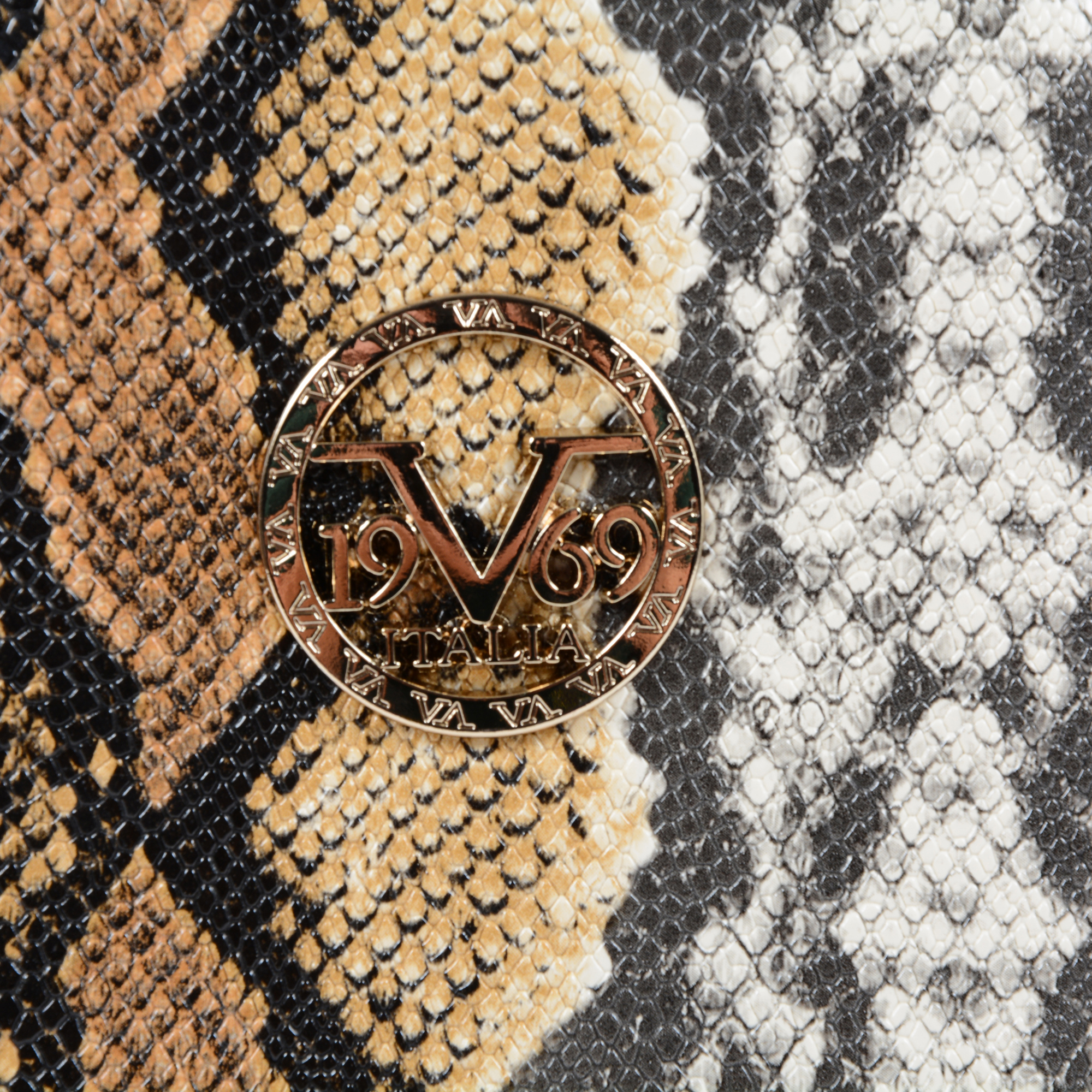 19V69 Italia Womens Backpack Multicolor 5012 PYTHON BROWN GOLD