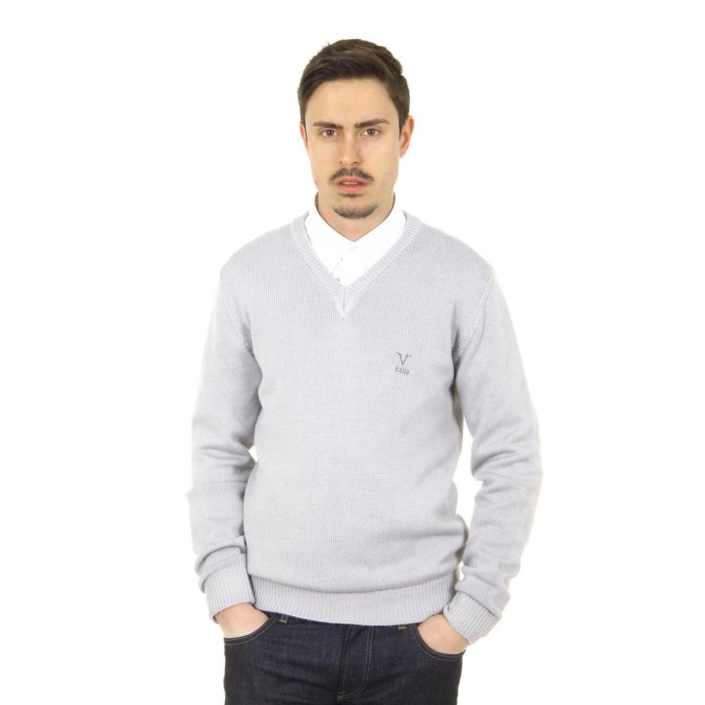 V 1969 Italia Jersey con cuello de pico para hombre 9803 SCOLLO V GRIGIO MEDIO